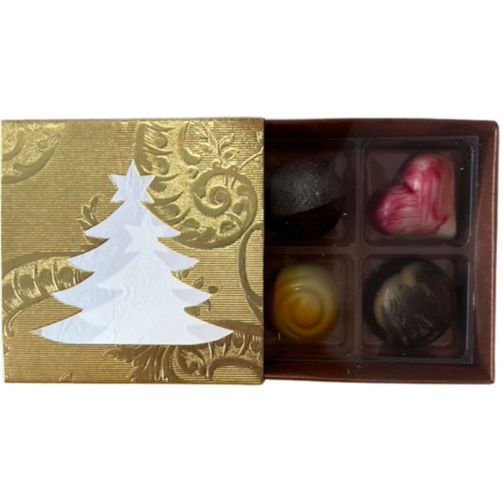 4er Pralinenbox Premium "Goldener Baum"